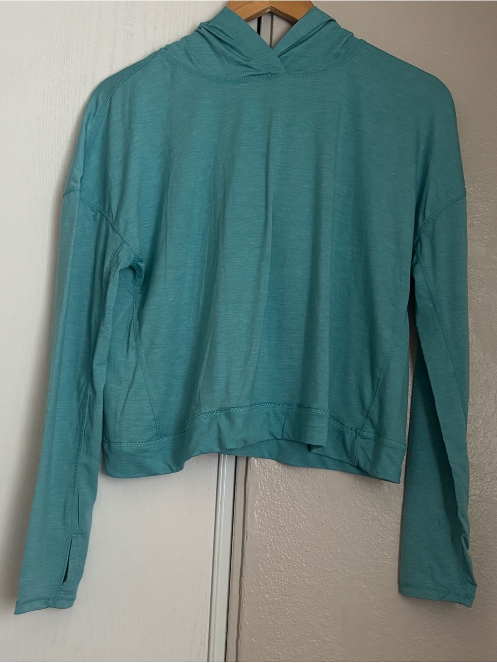 90 Degree By Reflex Teal Hooded Long Sleeve Top